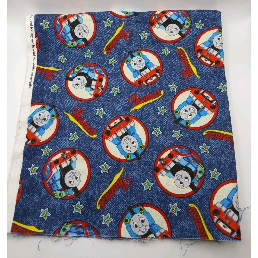 100% Cotton Fabric Thomas the Tank Engine Train Material Remnant 44" x 22"